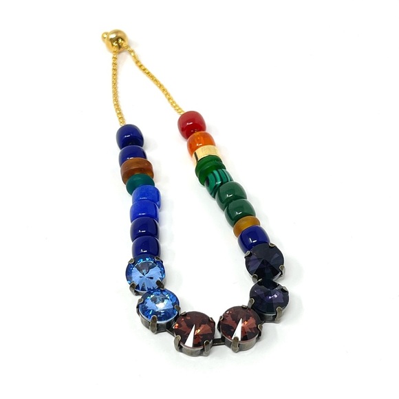 New Anthropologie Beaded Bohemian Rainbow Bracelet - Picture 3 of 4
